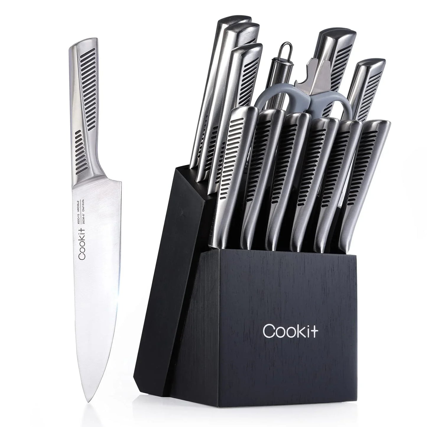 Kitchen Knife Set, 15 Piece Knife Sets with Block.
